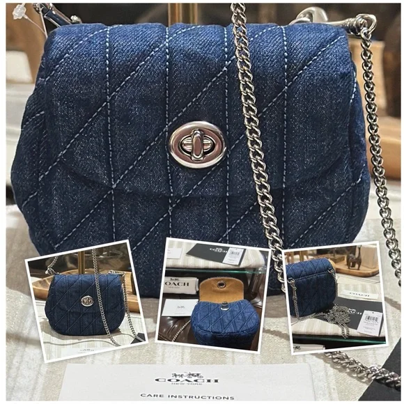 Authentic Coach Turnlock Card Case with Quilting & Silver-Toned Hardware, NWT - Picture 3 of 16